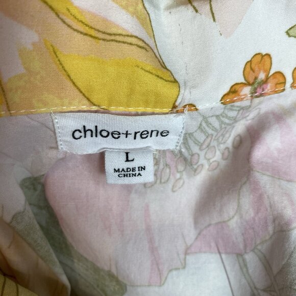 Chloe+Rene Womens Dress 100% Cotton Floral Print Tie Waist Sleeveless Boho Sz L - Picture 7 of 13
